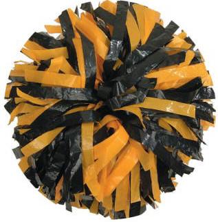 orange and black two color stock pom pom for cheerleading and dance performances