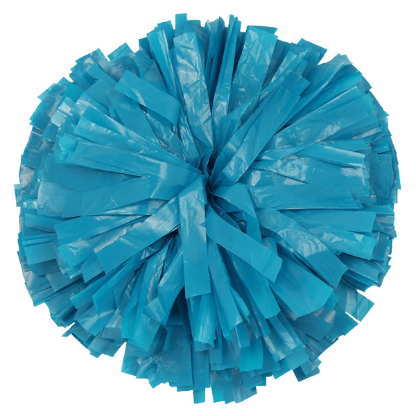 Teal plastic pom pom for dance and cheerleading performances