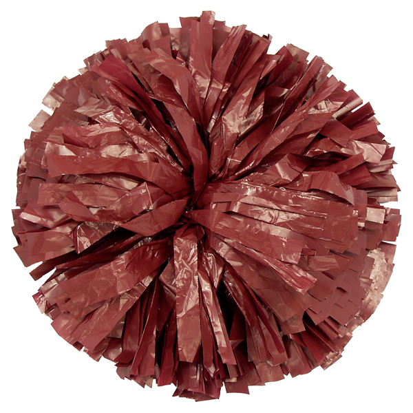 Maroon Wet Look pom pom for cheerleading and dance perfomances