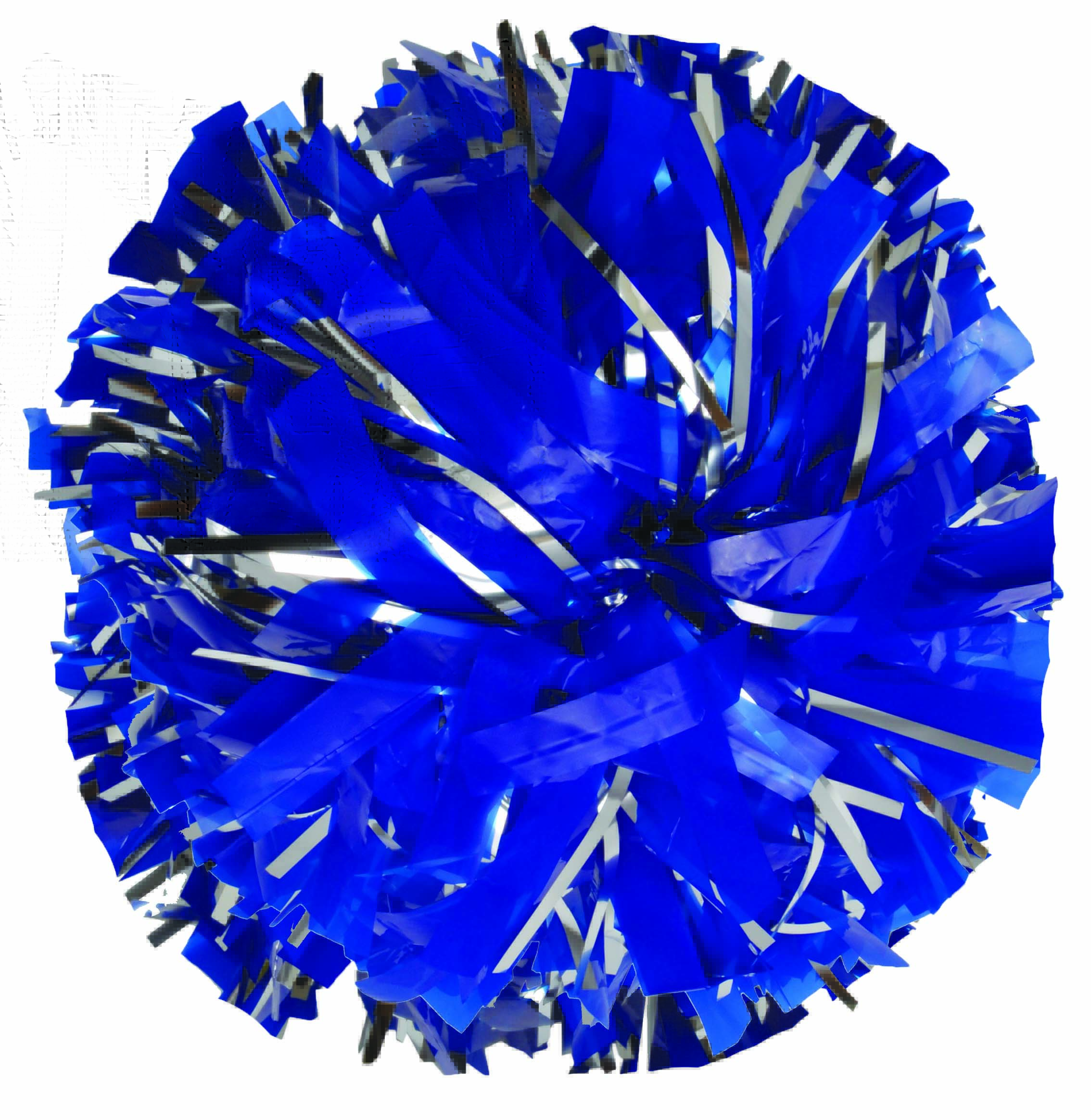 glitter adult pom pom with royal blue and silver glitter for dance teams and cheerleading
