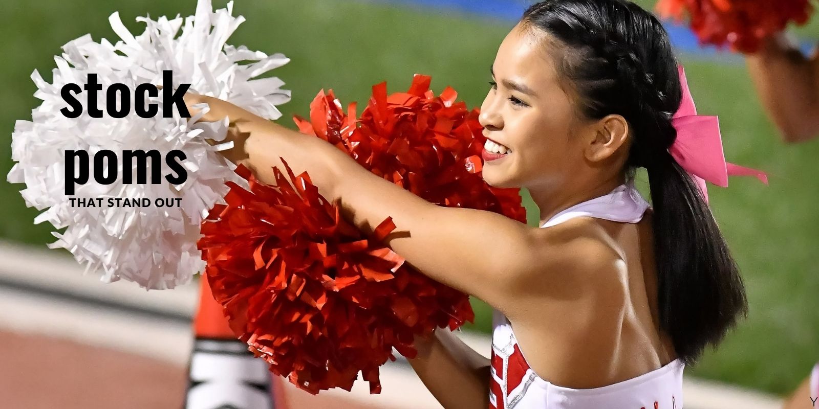 Cheerleaders Team in Uniform Dancing with Pompons and Making